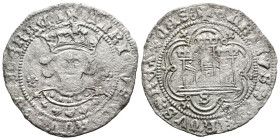 ENRIQUE IV (1454-1474). Cuartillo. (Ve. 2,51g/26mm). Sevilla. (FAB-755.6). Anv: Busto coronado de Enrique IV de frente entre dos flores dentro de gráf...