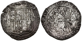 REYES CATOLICOS (1474-1504). 4 Reales. (Ar. 13,37g/32mm). Sevilla. (Cal-2019-564). Ensayador en reverso. MBC+.