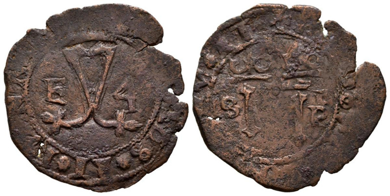 JUANA Y CARLOS (1504-1555). 4 Maravedís. (Ae. 3,10g/27mm). Santo Domingo. (Cal-2...