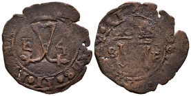 JUANA Y CARLOS (1504-1555). 4 Maravedís. (Ae. 3,10g/27mm). Santo Domingo. (Cal-2019-33). MBC-.