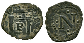 CARLOS I (1516-1556). Cornado (Ve. 0.80g/17mm). S/D Pamplona. (Cal-2019-43). P entre columnas.  MBC.