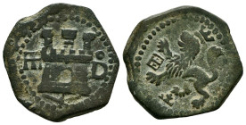 FELIPE II (1556-1598). 2 Maravedís (Ve. 3,41g /21mm). S / D (1570-1571). Segovia D. (Cal-2019-61). MBC. Buen ejemplar para este tipo de piezas.
