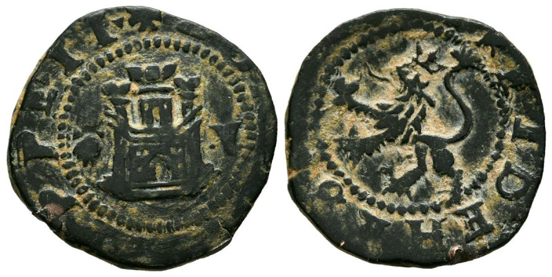 FELIPE II (1556-1598). 2 Maravedís (Ve. 4,02g/21mm). S/D (1575-1585). La Coruña ...