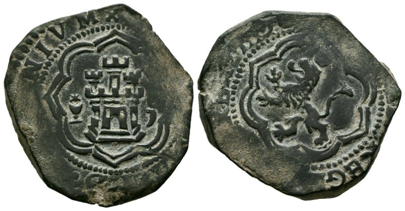 FELIPE II (1556-1598). 4 Maravedís. (Ve. 8,95g/26mm). Fecha no visible. ¿1600? C...
