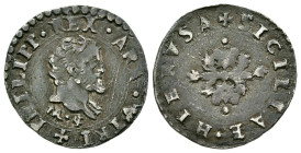 FELIPE II (1556-1598). 1/2 Carlino. (Ar. 1,36g /18mm). S/D. Napoles. (Vicenti-299). MBC. Bonita pátina. Escasa.