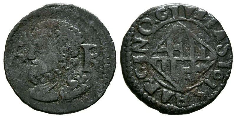 FELIPE III (1598-1621). 1 Ardite. (Ae. 1,51g/17mm). 1615. Barcelona. (Cal-2019-2...