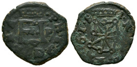 FELIPE III (1598-1621). 4 Cornados (Ae. 3,30g/20mm). 1615. Pamplona. (Cal-2019-74). P a la derecha de F. MBC-