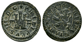 FELIPE III (1598-1621). 2 Maravedís (Ae. 1,65g/16mm). 1602. Segovia. (Cal-2019-184). Acueducto horizontal. MBC.