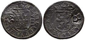 FELIPE III (1598-1621). 8 Maravedís. (Ae. 5,86g/28mm). 1603/2. Segovia. (Cal-2019-323). MBC. Resello de 12 y 8 Maravedís. MBC+.