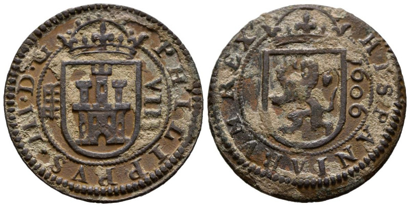 FELIPE III (1598-1621). 8 Maravedís. (Ae. 4,94g/28mm). 1606. Segovia. (Cal-2019-...