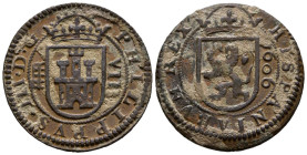 FELIPE III (1598-1621). 8 Maravedís. (Ae. 4,94g/28mm). 1606. Segovia. (Cal-2019-329). MBC.