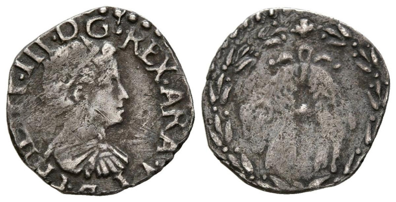 FELIPE III (1598-1621). 1/2 Carlino (Ar. 1,25g/15mm). S/D. Nápoles. (MIR-216/1)....
