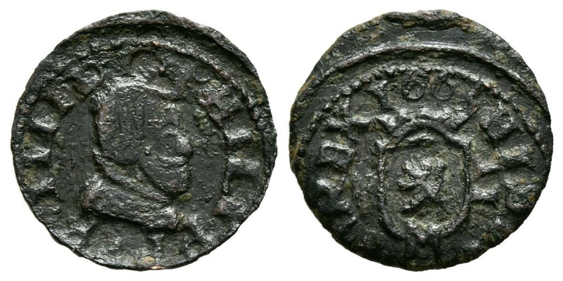 FELIPE IV (1621-1665). 2 Maravedís (Ae. 0,54g/13mm). 1663. Madrid ¿Y? (Cal-2019-...