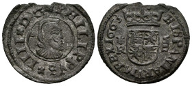 FELIPE IV (1621-1665). 8 Maravedís. (Ae. 2,14g/22mm). 1663. La Coruña. (Cal-2019-319). MBC+. Cospel faltado.