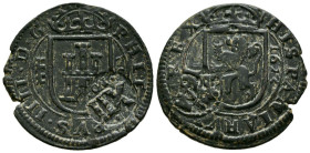 FELIPE IV (1621-1665). 8 Maravedís. (Ae. 5,63g/27mm). 1623. Segovia. (Cal-2019-388). Resello con valor XII (1644). MBC.