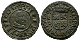 FELIPE IV (1621-1665). 8 Maravedís. (Ve. 2,12g/20mm). 1661. Segovia S. (Cal-2019-393). EBC-. Oxidaciones. Escasa así.