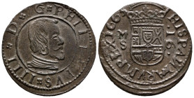 FELIPE IV (1621-1665). 16 Maravedís (Ve. 3,46g/27mm). 1663. Madrid S. (Cal-2019-475). EBC-.