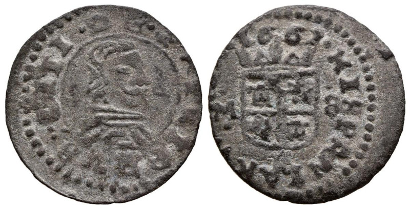 FELIPE IV (1621-1665). 16 Maravedís. (Ae. 1,88g/20mm). 1662. Trujillo M. (Cal-20...