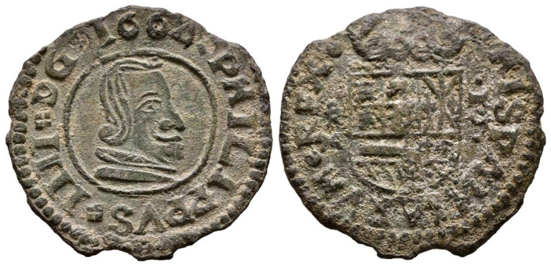 FELIPE IV (1621-1665). 16 Maravedís. (Ae. 3,01g/20mm). 1662. Trujillo M. (Cal-20...