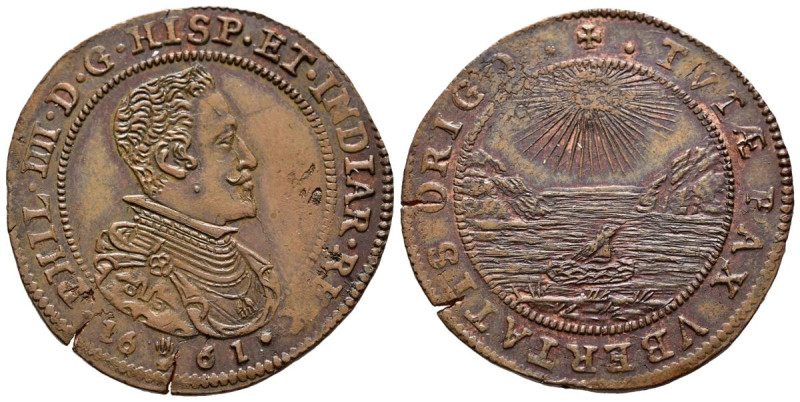 FELIPE IV (1621-1665). Jetón (Ae. 6,06g/31mm). 1661. Amberes. Nacimiento del Prí...