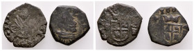 FELIPE IV (1621-1661). Conjunto de dos monedas de 8 Maravedís de Felipe IV de Sevilla. A EXAMINAR.