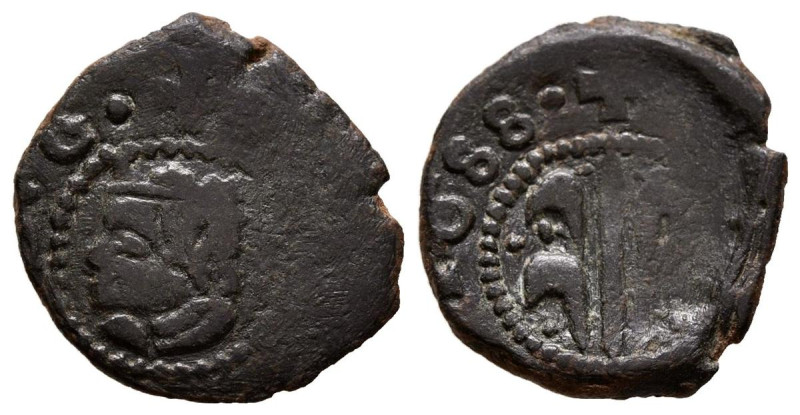 CARLOS II (1665-1700). Diner. (Ae. 1,25g/17mm). 1688. Valencia. (Cal-2019-19). M...