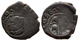 CARLOS II (1665-1700). Diner. (Ae. 1,25g/17mm). 1688. Valencia. (Cal-2019-19). MBC. Escasa así.