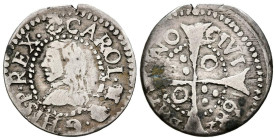 CARLOS II (1665-1700). 1 Croat. (Ar. 1,86g /21mm). 1682. Barcelona. (Cal-2019-209). BC+.
