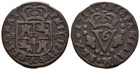 FELIPE V (1700-1746). 1 Sisó (Ae. 6,30g/25mm). 1711. (Cal-2019-13). MBC.