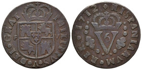FELIPE V (1700-1746). 1 Sisó (Ae. 4,79g/25mm). 1712. (Cal-2019-14). MBC.
