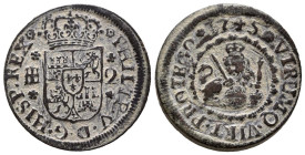 FELIPE V (1700-1746). 2 Maravedís. (Ae. 3,55g/21mm). 1745. Segovia. (Cal-2019-74). MBC.