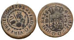 FELIPE V (1700-1746). 2 Maravedís. (Ae. 3,46g/21mm). 1745. Segovia. (Cal-2019-74). MBC.