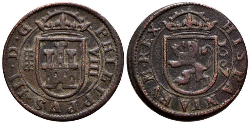 FELIPE III (1598-1621). 8 Maravedís. (Ae. 6,16g/28mm). 1607. Segovia. (Cal-2019-...