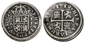 FELIPE V (1700-1746). 1/2 Real. (Ar. 1,09g/16mm). 1719. Cuenca JJ. (Cal-2019-105). MBC.