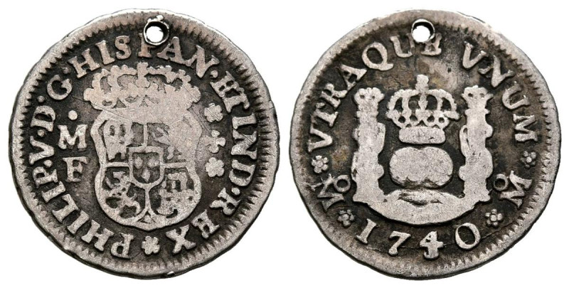 FELIPE V (1700-1746). 1/2 Real. (Ar. 1.47g /17mm). 1740. Mexico MF. (Cal-2019-26...