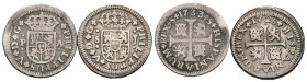 FELIPE V (1700-1746). Interesante pareja de 1/2 reales acuñados en Sevilla en 1726 y 1733. Diferentes estados de conservación. A EXAMINAR.