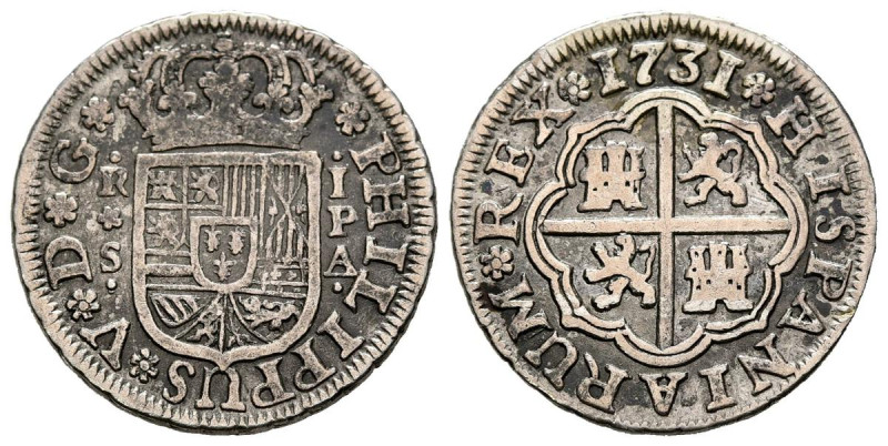 FELIPE V (1700-1746). 1 Real. (Ar. 2,84g/19mm). 1731. Sevilla PA. (Cal-2019-655)...
