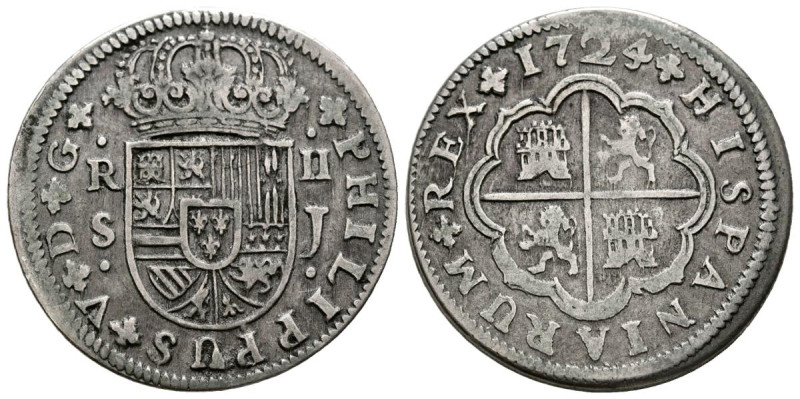 FELIPE V (1700-1749). 2 Reales (Ar. 5,61g /26mm). 1724. Sevilla J. (Cal-2019-982...