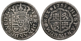 FERNANDO VI (1746-1759). 1 Real (Ar. 2,48g/20mm). 1759. Sevilla JV. (Cal-2019-241). MBC.