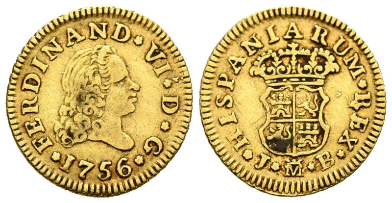 FERNANDO VI (1746-1759). 1/2 Escudo. (Au. 1,75g/15mm). 1756. Madrid JB. (Cal-201...