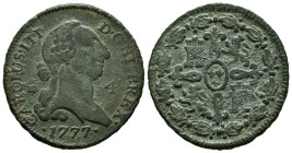 CARLOS III (1759-1788). 4 Maravedís (Ae. 5,18g/25mm). 1777. Segovia. (Cal-2019-57). MBC-.
