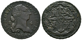 CARLOS III (1759-1788). 4 Maravedís. (Ae. 5,23g /25mm). 1784. Segovia. (Cal-2019-63). EBC/EBC-. Escasa así.