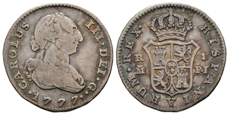 CARLOS III (1759-1788). 1 Real (Ar. 2,86g/21mm). 1777. Madrid PJ. (Cal-2019-394)...