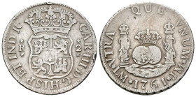 CARLOS III (1759-1788). 2 Reales. (6,38g/28mm). 1761. Lima JM. (Cal-2019-571). MBC-. Escaso ejemplar.