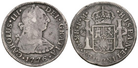 CARLOS III (1759-1788). 2 Reales (Ar. 6,42g/26mm). 1776. México FM. (Cal-2019-662). MBC-. Escasa.