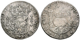 CARLOS III (1759-1788). 8 Reales (Ar. 24,24g/38mm). 1765. México MF. (Cal-2019-1088). BC+. Oxidaciones.