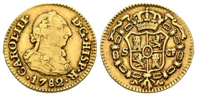 CARLOS III (1759-1788). 1/2 Escudo (Au. 1,76g/15mm). 1782. Sevilla CF. (Cal-2019-1312). MBC-. Escasa.