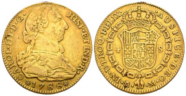 CARLOS III (1759-1788). 4 Escudos. (Au. 13,40g/29mm). 1788. Madrid M. (Cal-2019-1795). MBC. Restos de engarce.