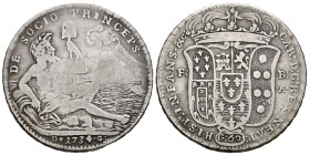 CARLOS III (1759-1788). 60 Grana (Ar. 12,15g/33mm). 1734 DeG. Nápoles FB/A. (Mont-64). Infante de España y Rey de Nápoles como Carlos VII (1734-1759)....