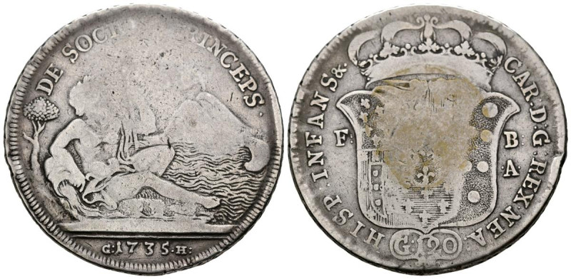 CARLOS III (1759-1788). 120 Grana (Ar. 24,70g/41mm). 1735 GH. Nápoles FB/A. (Vic...